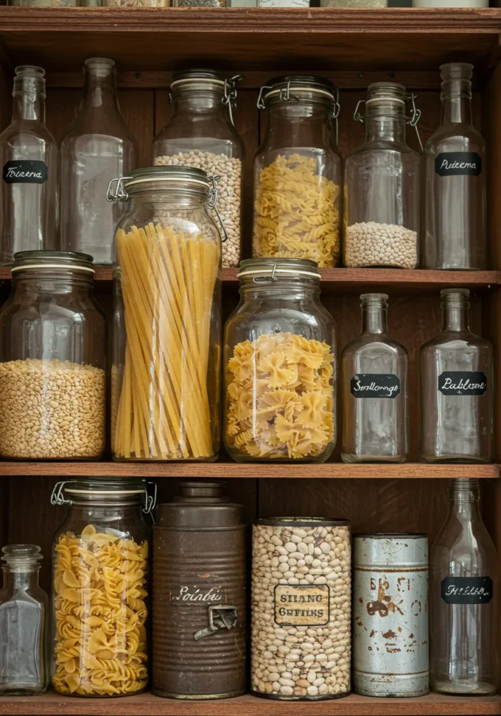 Repurposed Vintage Containers In Kitchen