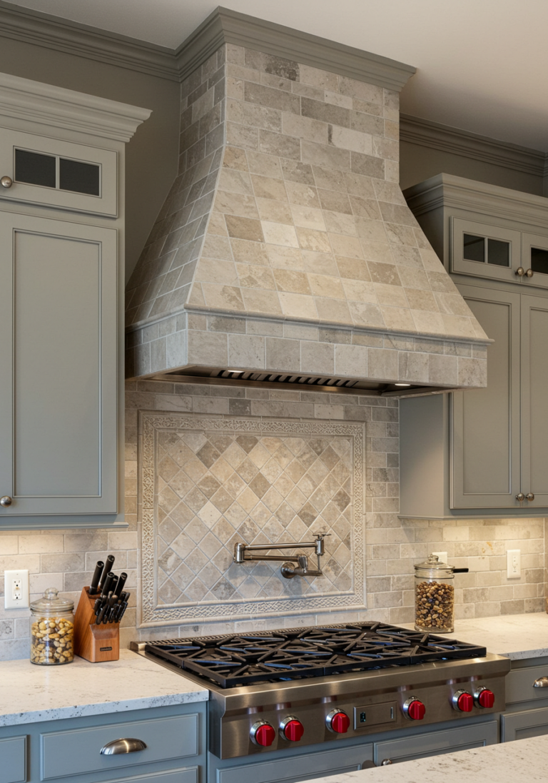 Custom Tile-Clad Kitchen Hood