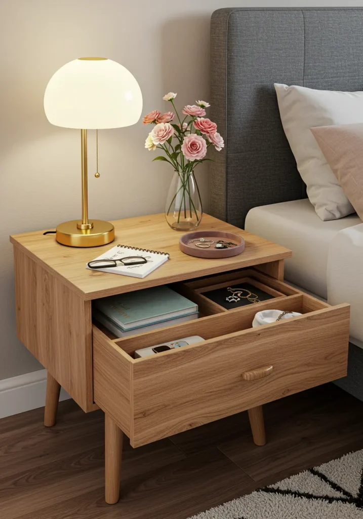 Nightstand with Drawer Organizers