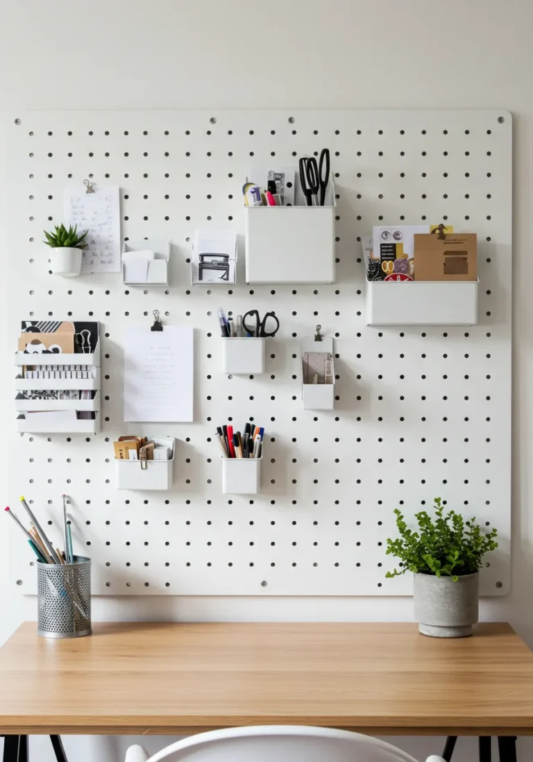 Pegboard Wall for Office Supplies