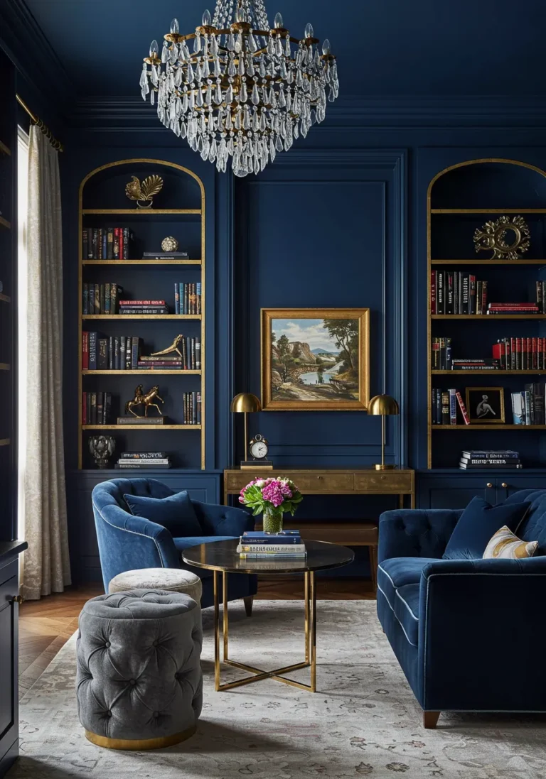 Rich Navy Blue Library