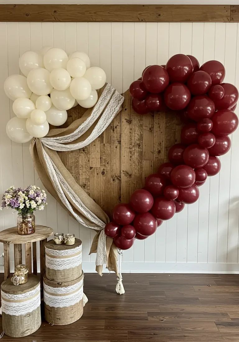 Rustic Heart Balloon Wall