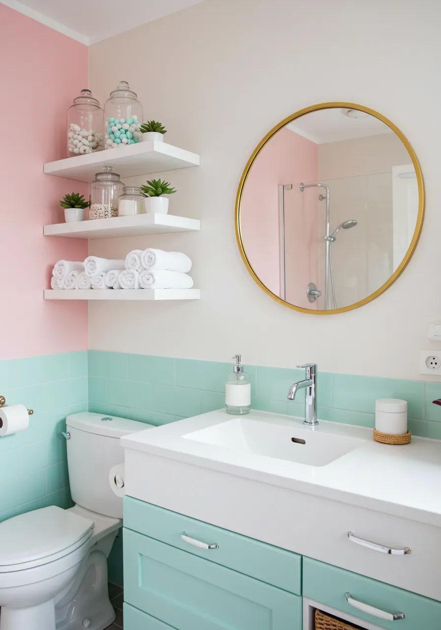 Soft Pastel-Themed Bathroom