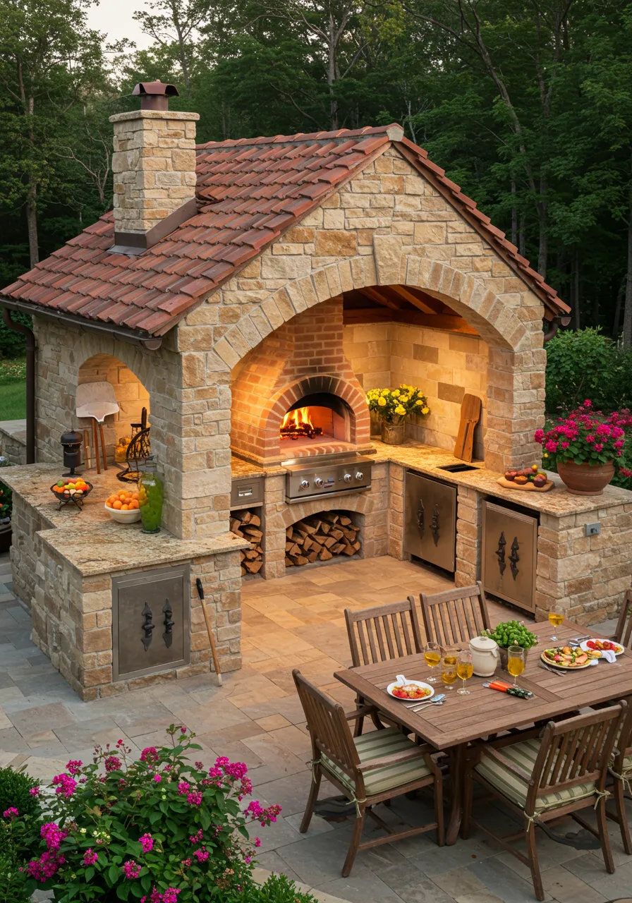 Tuscan-Inspired Outdoor Kitchen