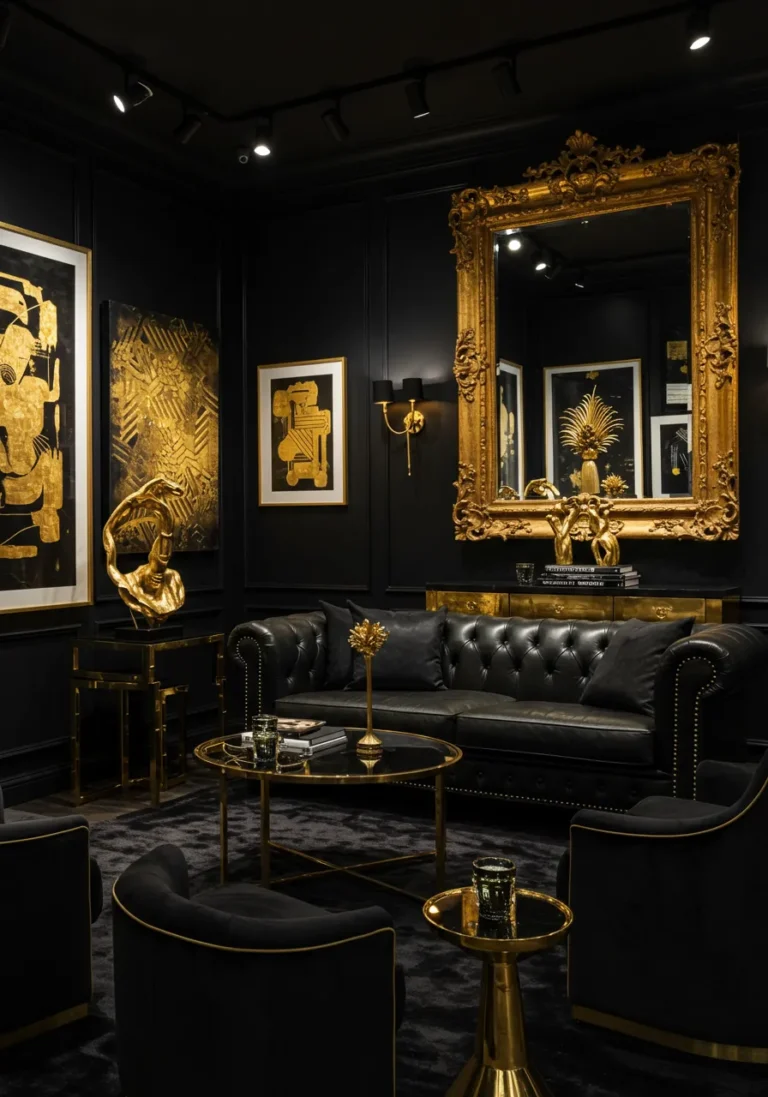 Black & Gold Drama Living Room