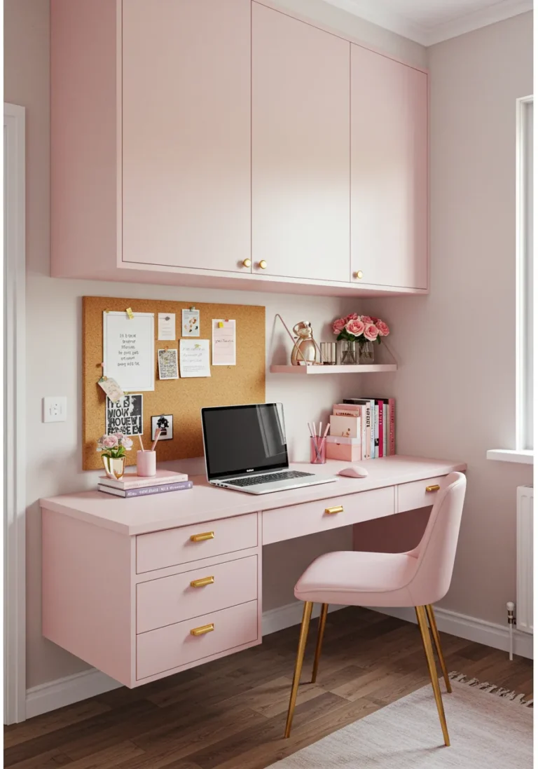 Floating Desk with Soft Pastel Accents