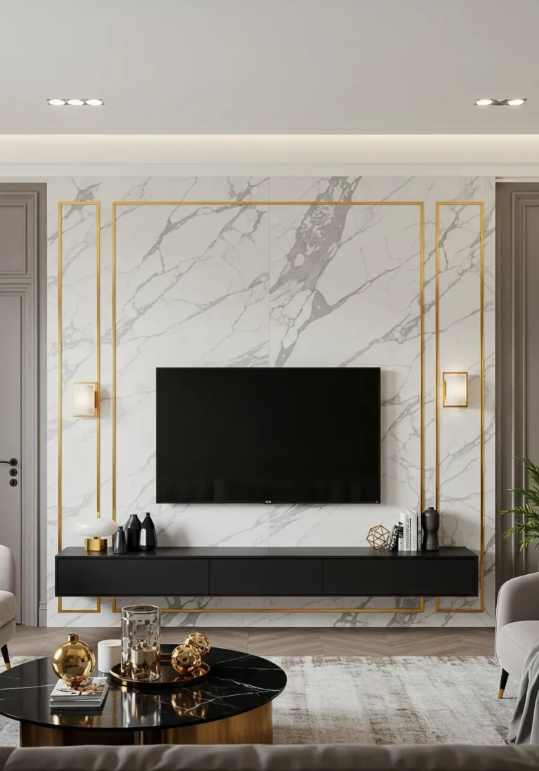 Marble Accent TV Wall