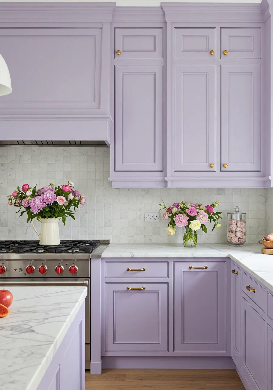 Soft Lavender Cabinets