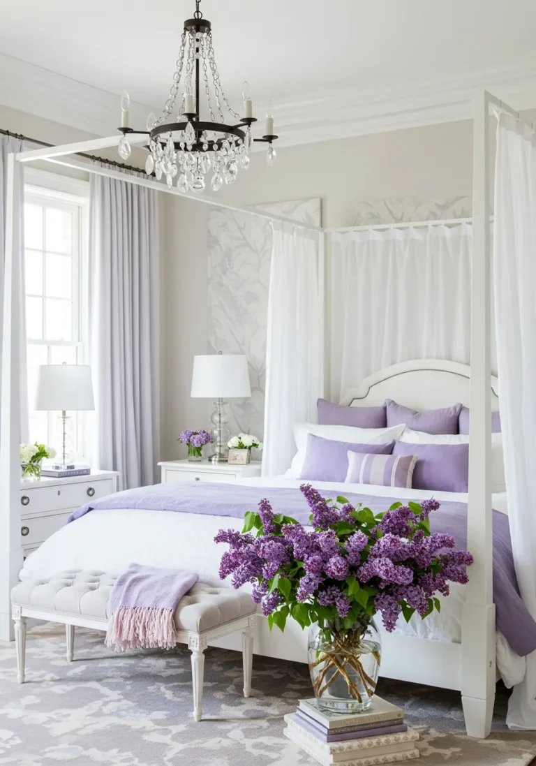 Soft Lavender & White Spring Bedroom