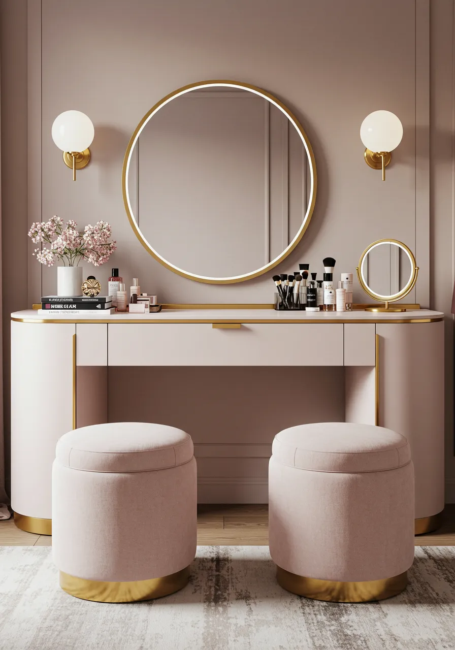 Soft Pink and Gold Vanity
